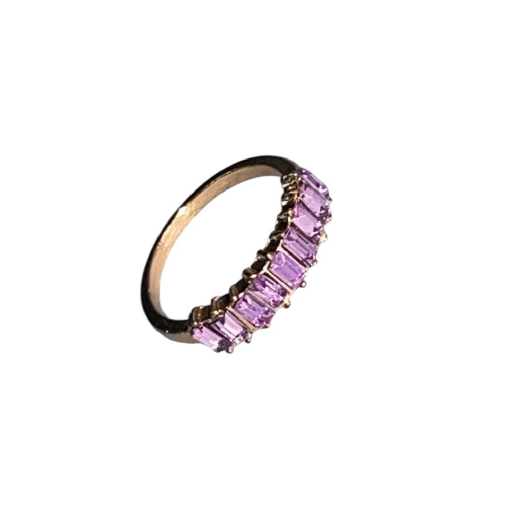 Gold Tone Ring with Purple Baguette Stones